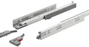 Glisiere sub sertar HAFELE synchro pentru material de 19mm extragere totala cu amortizare cuplaj 3d lungime nominala 300mm