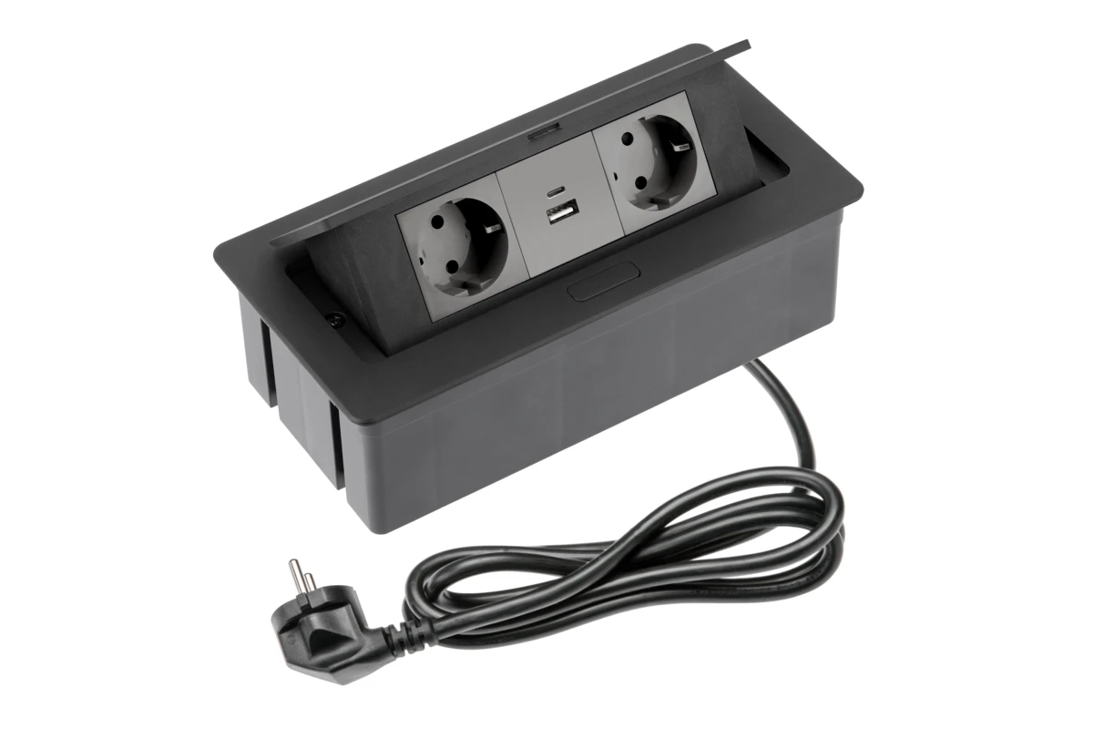 AE-PBSUC2GS-20NN Priza incorporabila doua prize 220v si doua USB - imagine 1