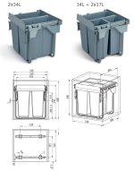 Szelektiv hulladektarolo 600 korpuszba 2x34L - Image 2