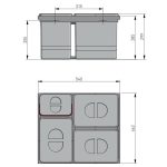 Szelektiv hulladektarolo 600 korpuszba 3x15+1x7L - Image 2