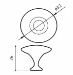 Buton maner rotund BASE pentru mobila finisaj negru - imagine 2