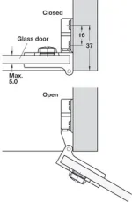Balama incadrat pentru usa de sticla montaj fara gaurire finisaj cromat lucios - imagine 3