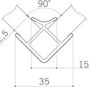 Element imbinare H150 colt interior-exterior fix 90grade finisaj alb mat
