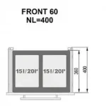 szelektiv szemetes 600 korpuszba 2 kosarral - Image 3