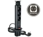 Priza turn rectractabil incorporabil pentru blat cu 3 prize 220v +1usb capac finisaj negru