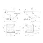 Rola pentru mobila 35mm capacitate portanta 30kg cu oscilare libera cu frana - imagine 2
