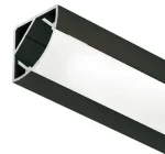 Profil pentru bandă LED, montaj aplicat pe colț Negru, lungime 2500 mm