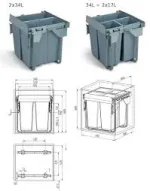 Cos de gunoi incorporabil corp de 600 cu trei galeti cu amortizare - imagine 4