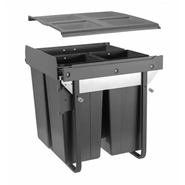 Cos de gunoi incorporabil corp de 600 cu trei galeti cu amortizare