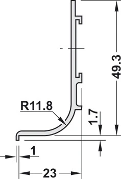 Profil maner orizontal gola tip J aluminiu 3ml